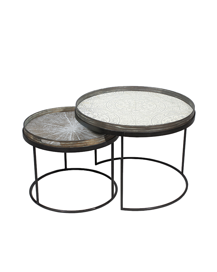 SET TABLES BASSES ROUND TRAY TABLES Ø49XH31/Ø62XH38 NOTRE MONDE SET TABLES BASSES ROUND TRAY TABLES Ø49XH31/Ø62XH38 NOTRE MONDE