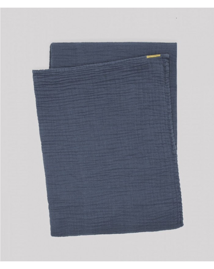 PLAID DOUBLE GAZE DE COTON 120X170 BLEU ORAGE LES PENSIONNAIRES PLAID DOUBLE GAZE DE COTON 120X170 BLEU ORAGE LES PENSIONNAIRES