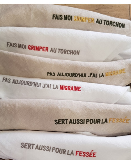 TORCHON EN LIN BLANC "SERT AUSSI POUR LA FESSEE"- CCBC EPURE TORCHON EN LIN BLANC "SERT AUSSI POUR LA FESSEE"- CCBC EPURE