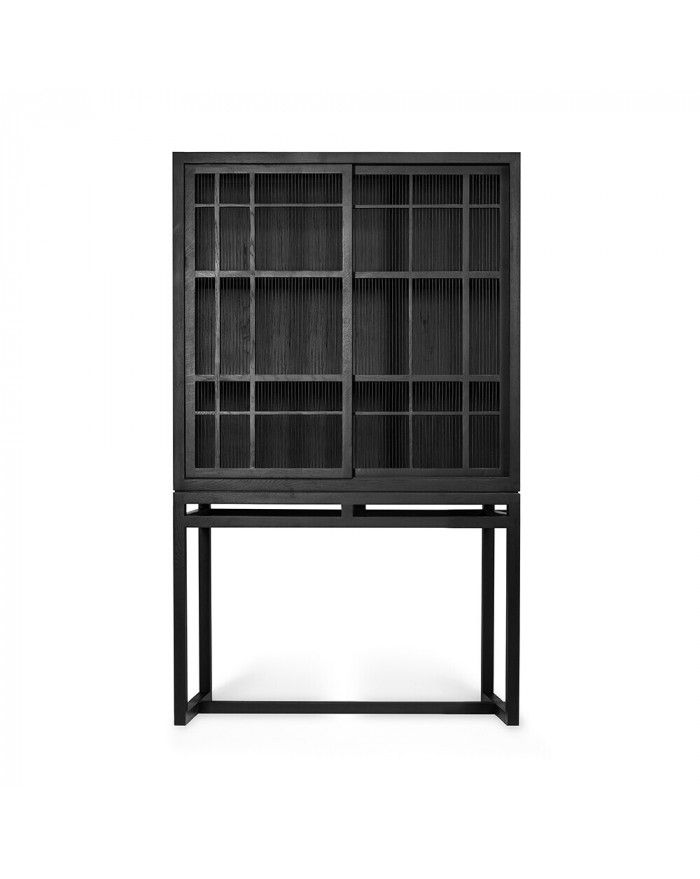 ARMOIRE BURUNG CHENE 2 PORTES COULISSANTES NOIR VERNI 104x45x H172 - ETHNICRAFT ARMOIRE BURUNG CHENE 2 PORTES COULISSANTES NOIR VERNI 104x45x H172 - ETHNICRAFT