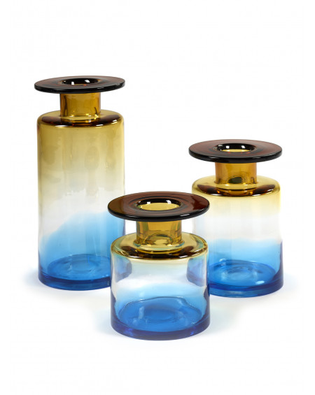 VASE WIND & FIRE Ø18,5 X H22 CM BLEU AMBRE SERAX VASE WIND & FIRE Ø18,5 X H22 CM BLEU AMBRE SERAX