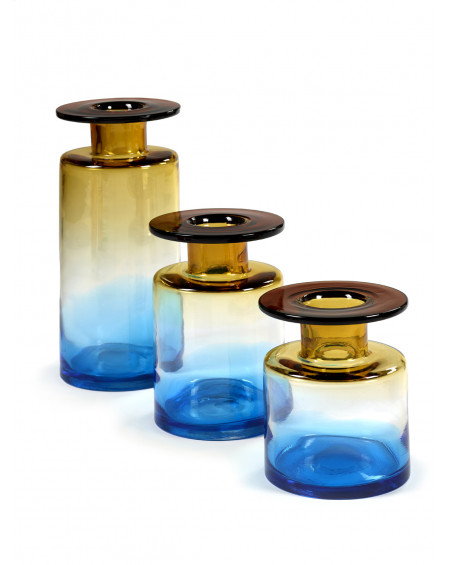 VASE WIND & FIRE Ø18,5 X H22 CM BLEU AMBRE SERAX VASE WIND & FIRE Ø18,5 X H22 CM BLEU AMBRE SERAX