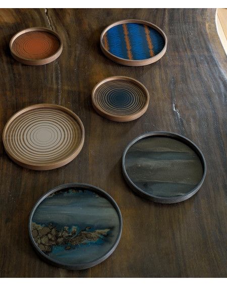 PLATEAU ROND CREAM CIRCLES GLASS VALET TRAY Ø30 ETHNICRAFT PLATEAU ROND CREAM CIRCLES GLASS VALET TRAY Ø30 ETHNICRAFT