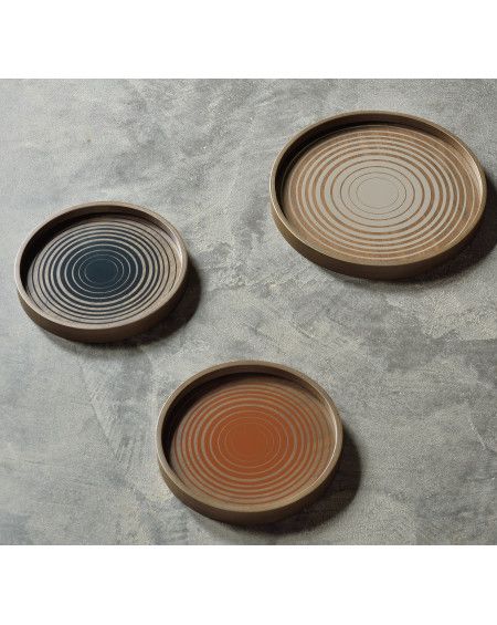 PLATEAU ROND CREAM CIRCLES GLASS VALET TRAY Ø30 ETHNICRAFT PLATEAU ROND CREAM CIRCLES GLASS VALET TRAY Ø30 ETHNICRAFT
