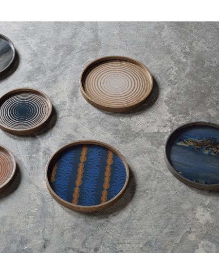 PLATEAU ROND CREAM CIRCLES GLASS VALET TRAY Ø30 ETHNICRAFT PLATEAU ROND CREAM CIRCLES GLASS VALET TRAY Ø30 ETHNICRAFT