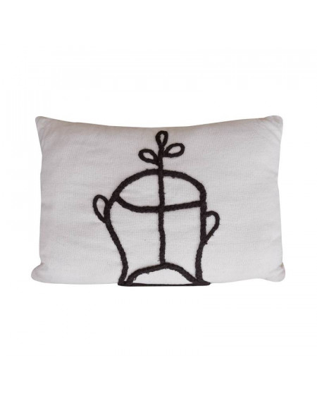 COUSSIN COTON ECRU BRODERIE INDIEN NOIR 60X40 HONORE COUSSIN COTON ECRU BRODERIE INDIEN NOIR 60X40 HONORE