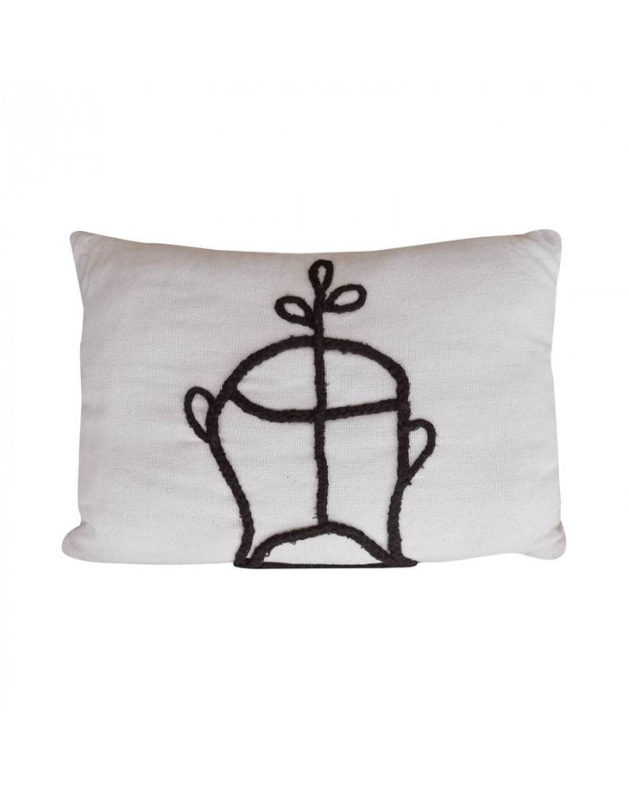 COUSSIN COTON ECRU BRODERIE INDIEN NOIR 60X40 HONORE COUSSIN COTON ECRU BRODERIE INDIEN NOIR 60X40 HONORE