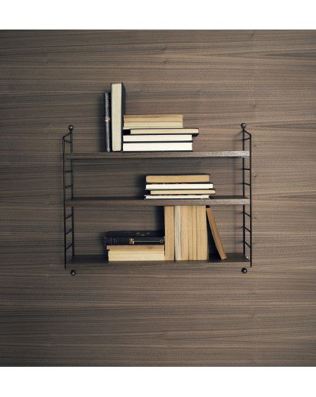ETAGERE STRING POCKET WALNUT/BLACK STRING FURNITURE ETAGERE STRING POCKET WALNUT/BLACK STRING FURNITURE