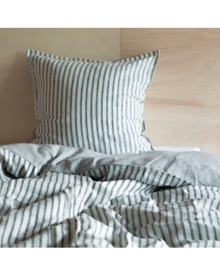 HOUSSE DE COUETTE EN LIN LAVÉ RAYÉ 220X240 BLACK/ MILK GABRIELLE PARIS HOUSSE DE COUETTE EN LIN LAVÉ RAYÉ 220X240 BLACK/ MILK GABRIELLE PARIS